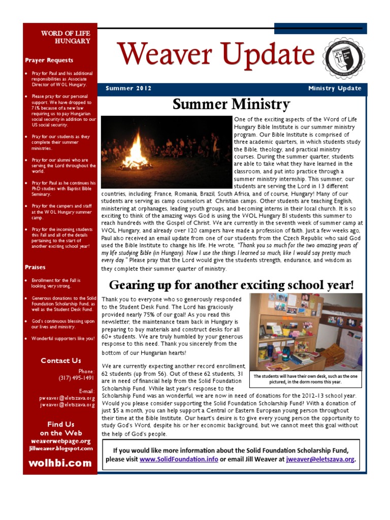 WOL Hungary Summer 2012 Update | PDF | Prayer | Paul The Apostle