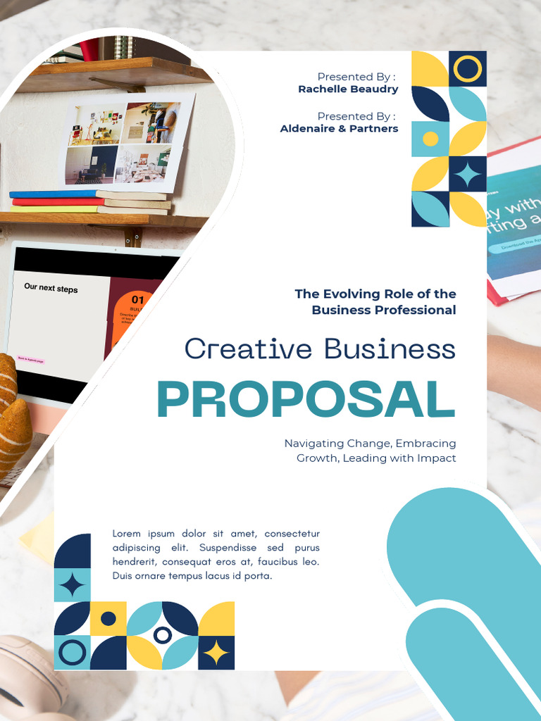 Blue and Yellow Modern Creative Business Proposal A4 Document | PDF