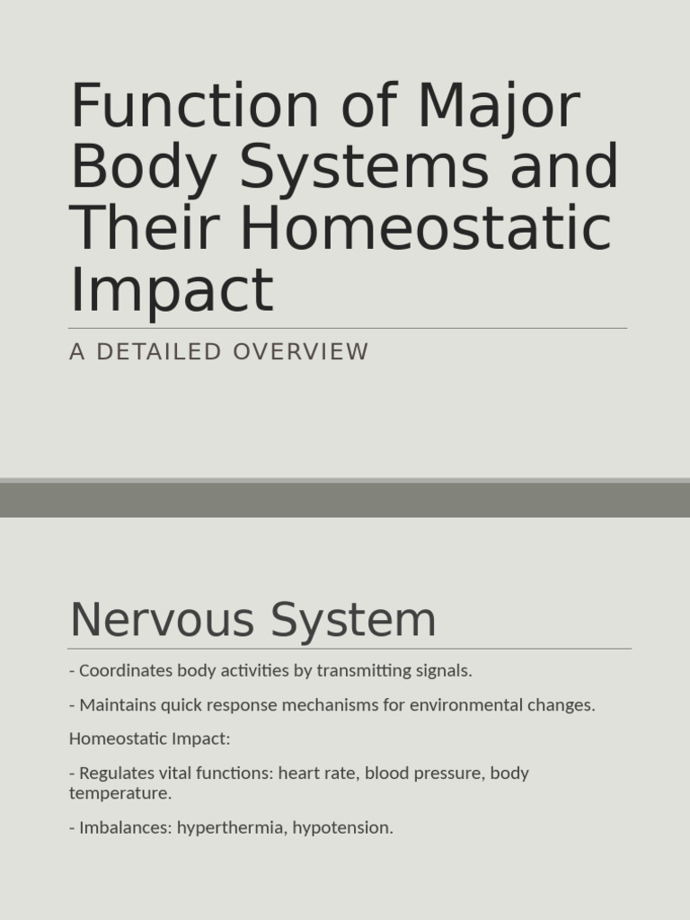 Functions of Body Systems Homeostasis | PDF