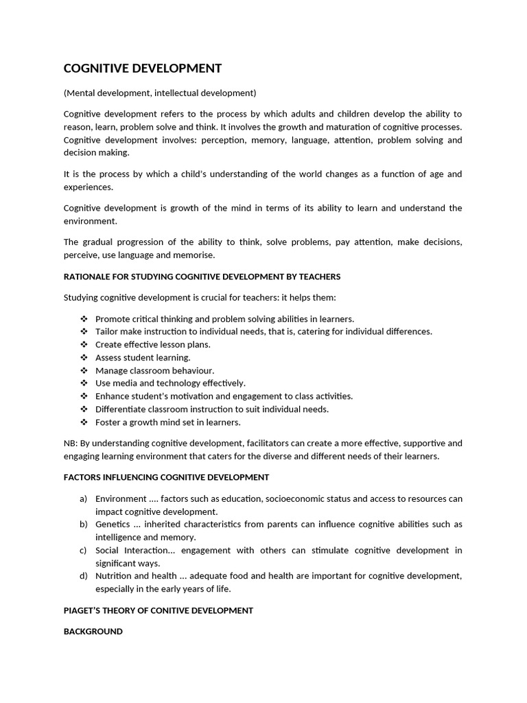 Cognitive Development...Piaget | PDF | Cognitive Development | Cognition