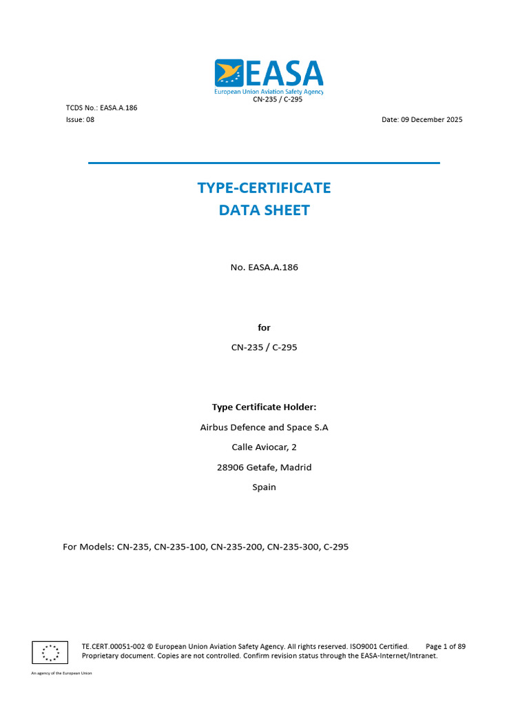 Tcds Easa.a.186 c235 Issue 8 | PDF | Flight | Transport