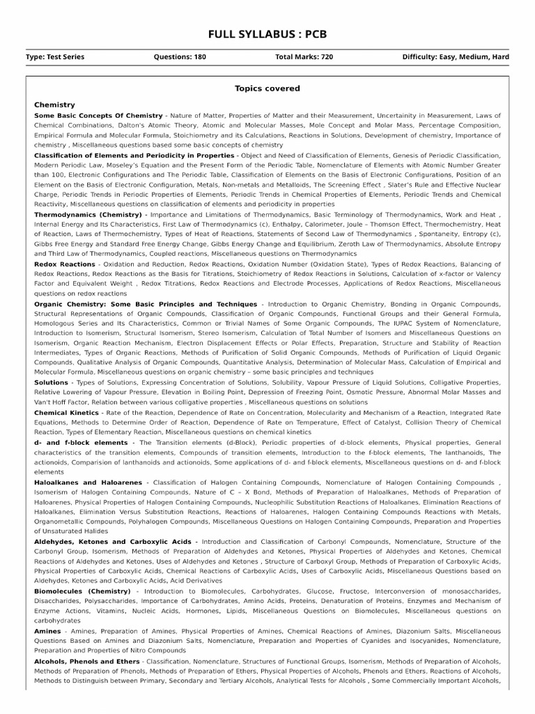 Neet Test paper. Best test paper | PDF