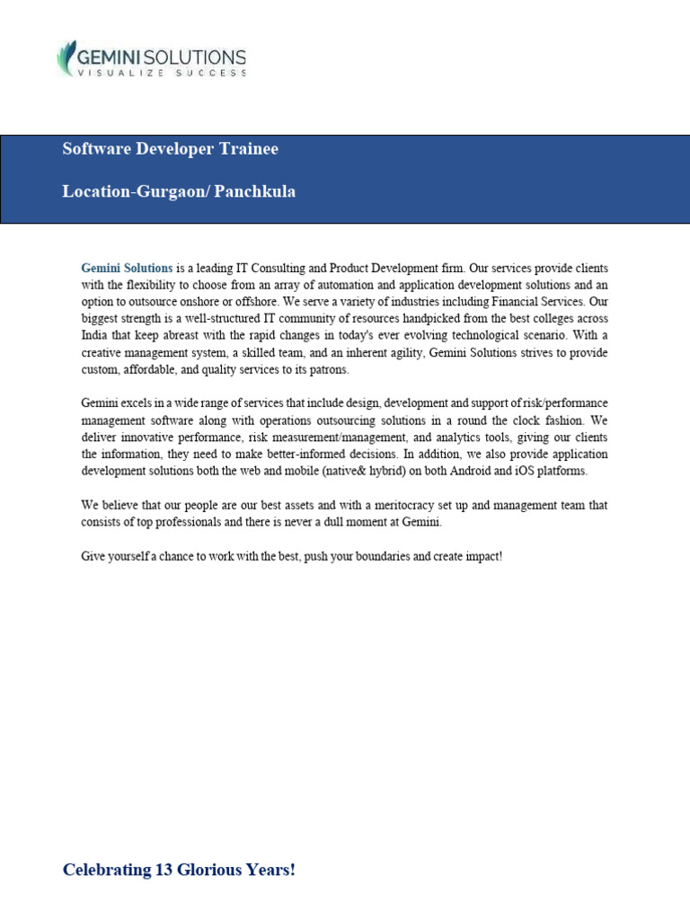 Software Developer Trainee JD Full Stack Copy | PDF | Object Oriented ...