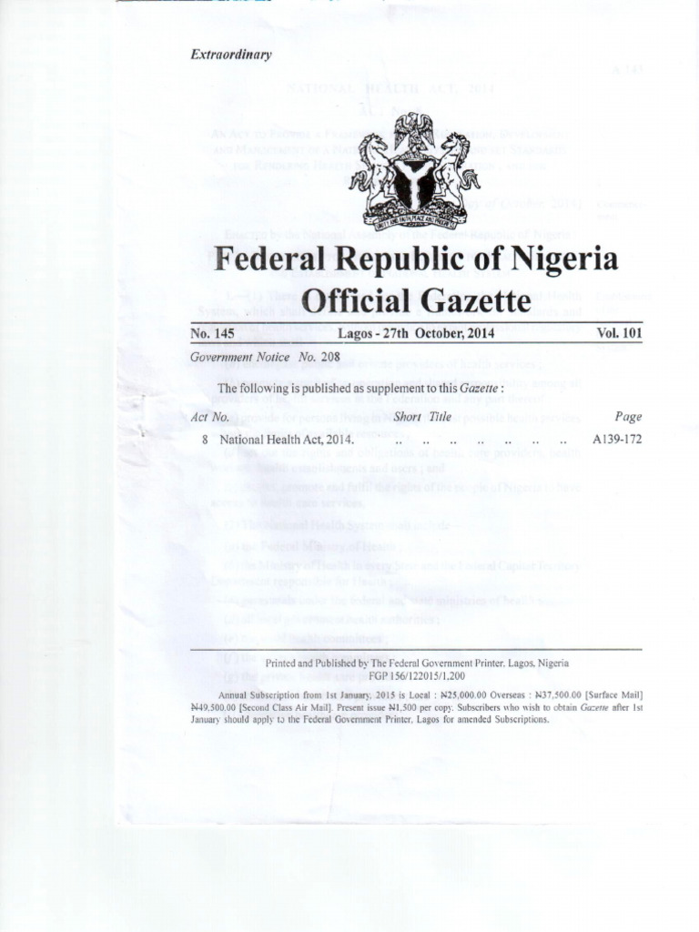 National Health Act FGN 2014 | PDF