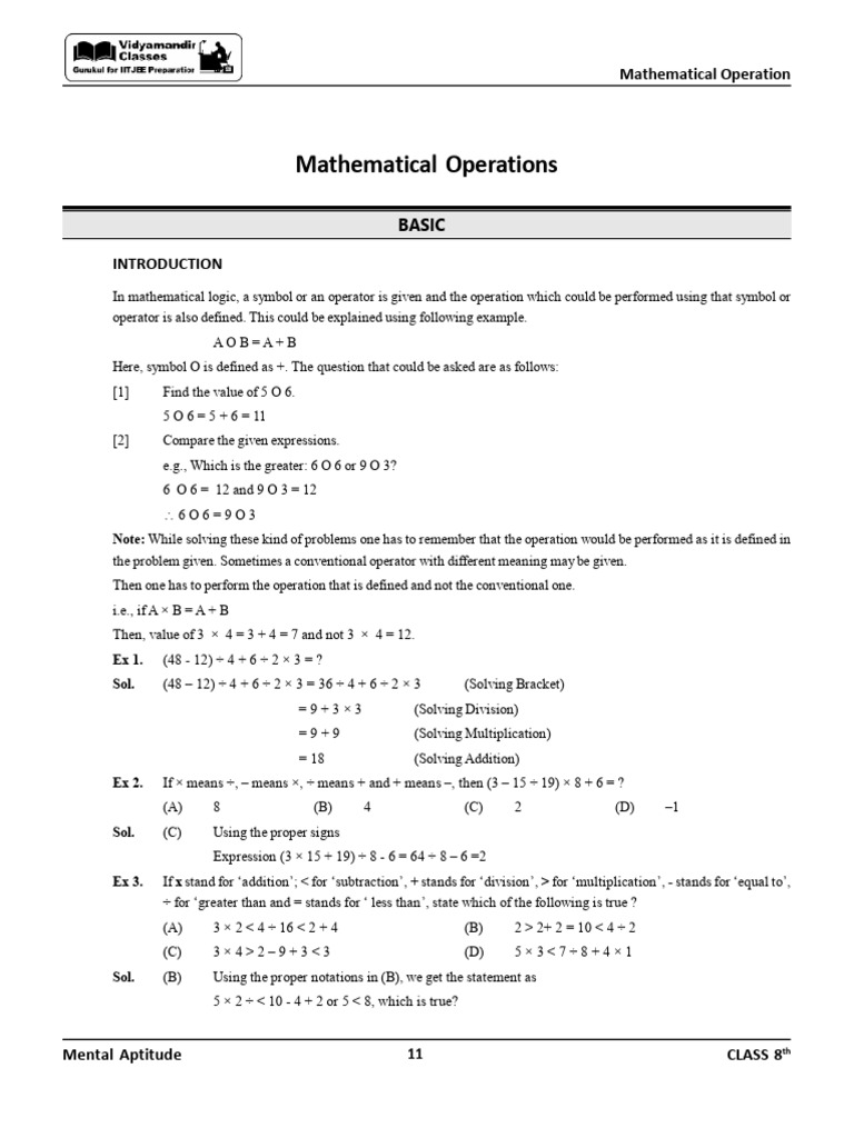 Mathematics Operations | PDF | Arithmetic | Mathematical Logic
