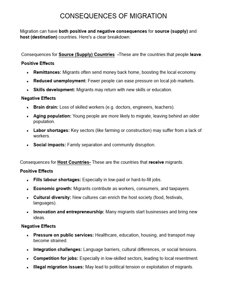 Consequences of Migration | PDF | Migrant Worker | Human Migration