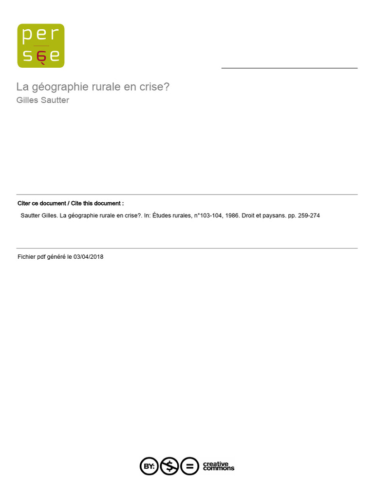Sautter_1986_crise_geo_rurale | PDF | Paysage | Zone rurale