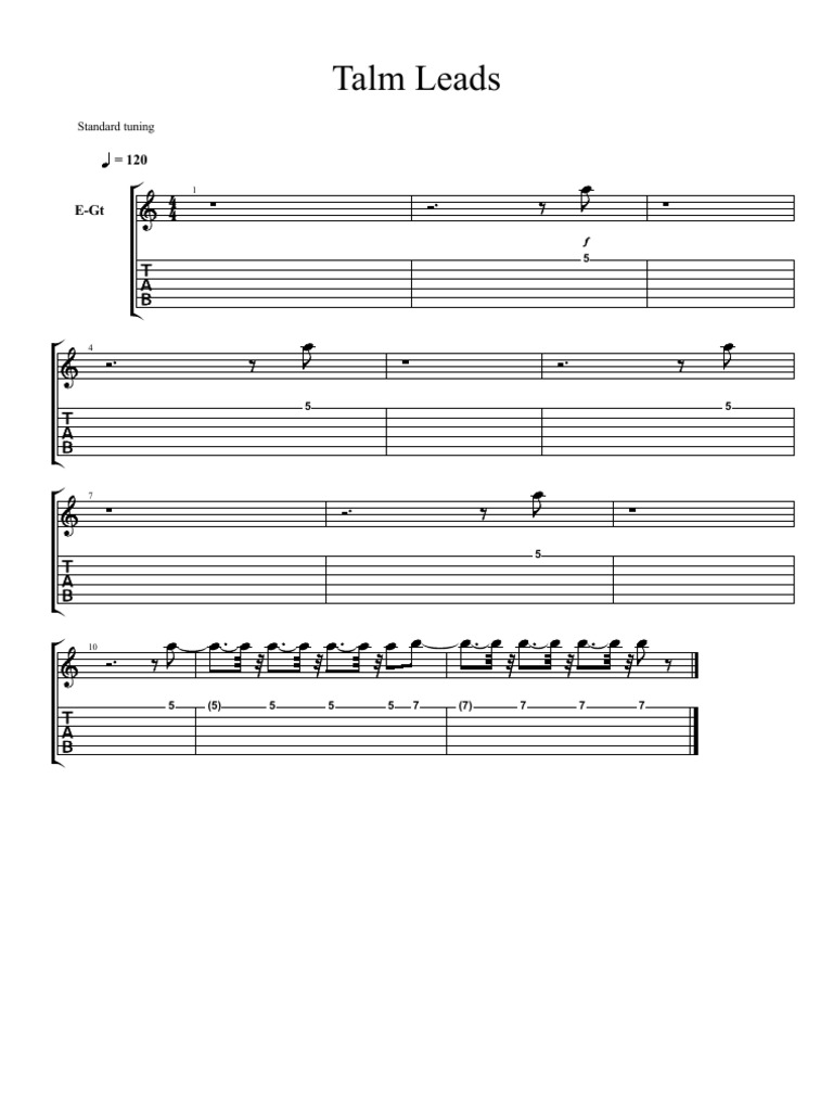 A Simple Guitar Melody in Standard Tuning with Repeating Rhythmic and