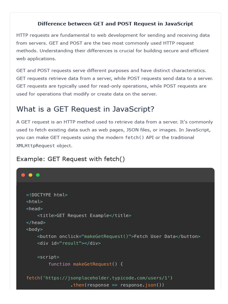Get:Post Methods in Javascript-Unit 3 | PDF