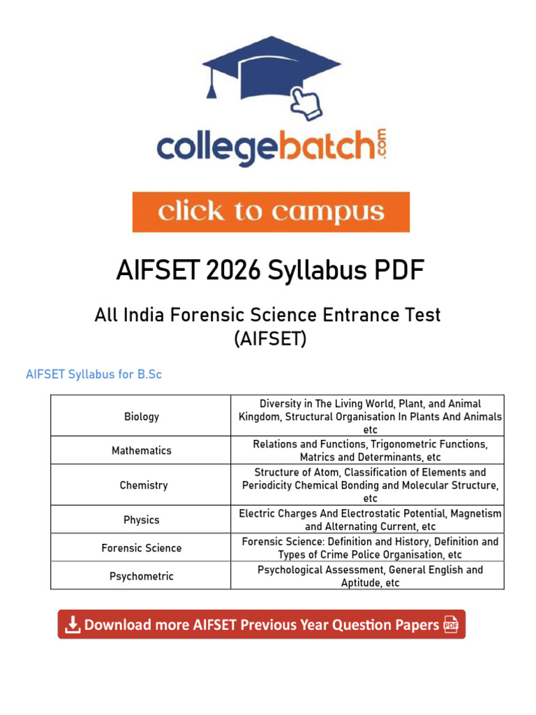 AIFSET Syllabus | PDF | Forensic Science | Science