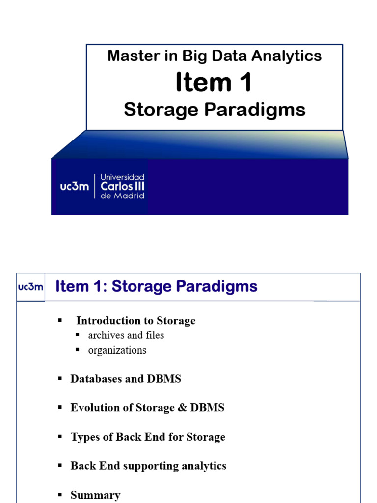 BE - Item 1 - Storage Paradigms | PDF | Databases | Computer Data Storage