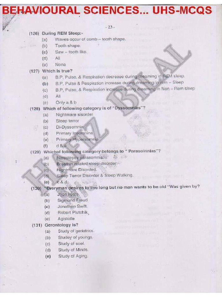 Behavioural sci MCQs | PDF