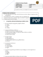 Evaluación de Ciencias Naturales 5°