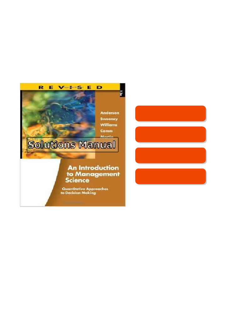 Introduction to Management Science 13th Edition Anderson Solutions ...