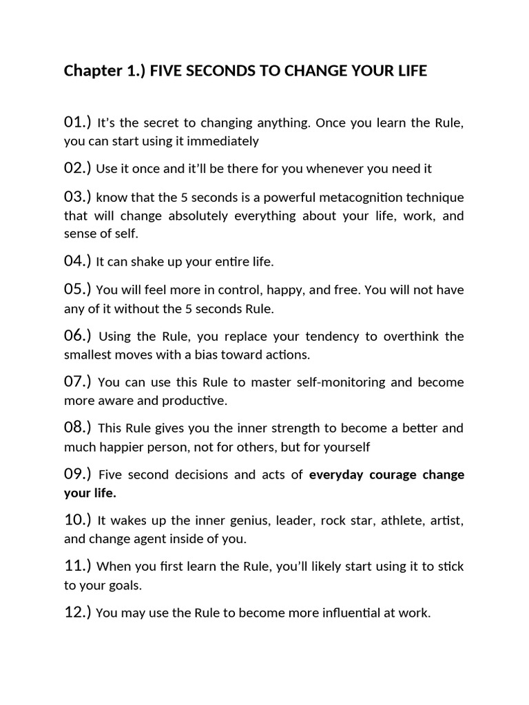 5 Seconds Rule Notes | PDF | Professional Skills | Procrastination