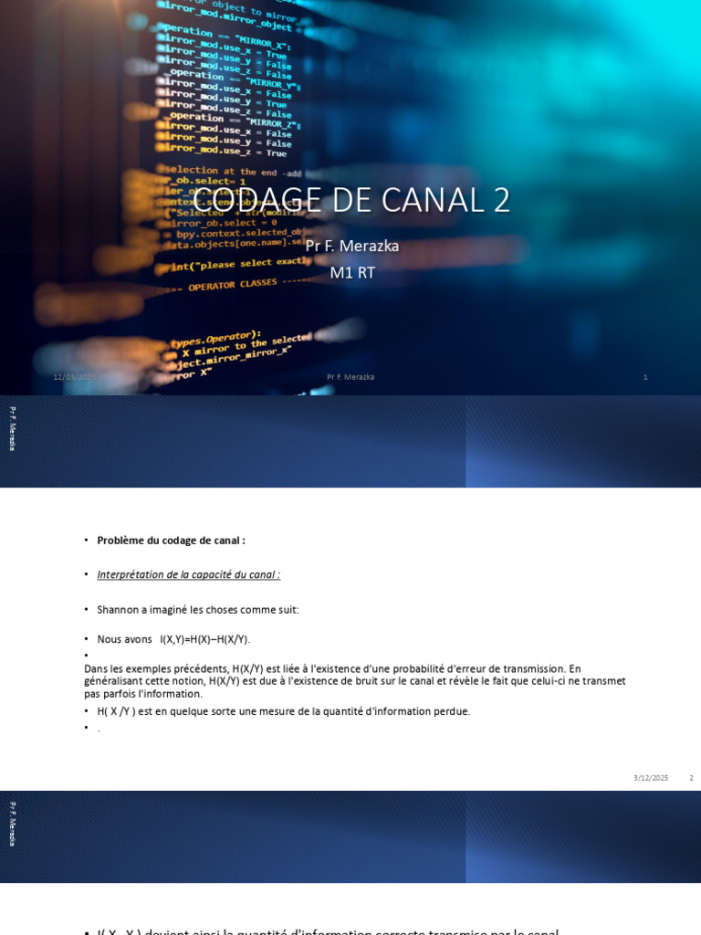 Codage de Canal 2 | PDF | Informations | Informatique