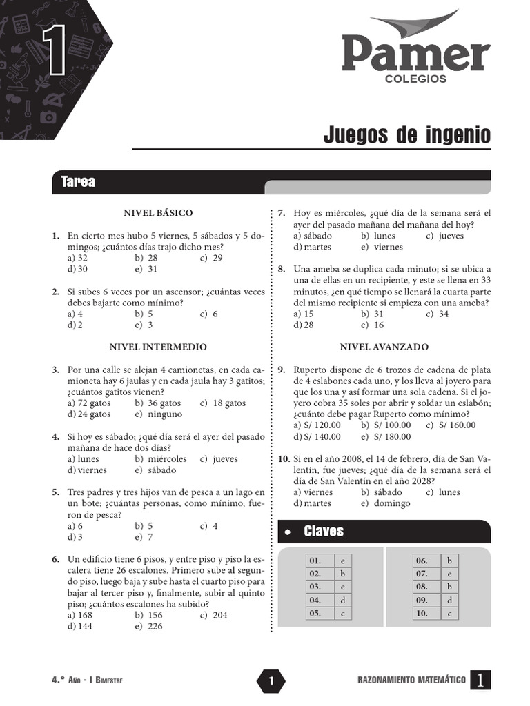 10 Tarea RM 4°año | PDF | Matemáticas | Teoría de los números