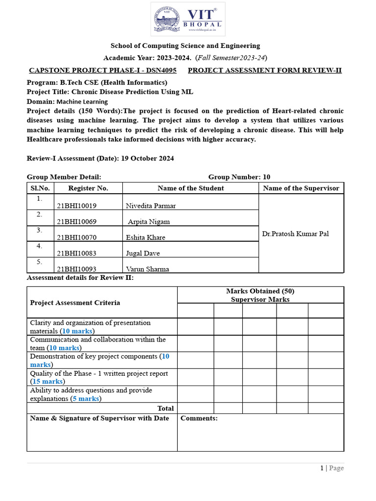 Project Assessment Form_Review-II.docx | PDF