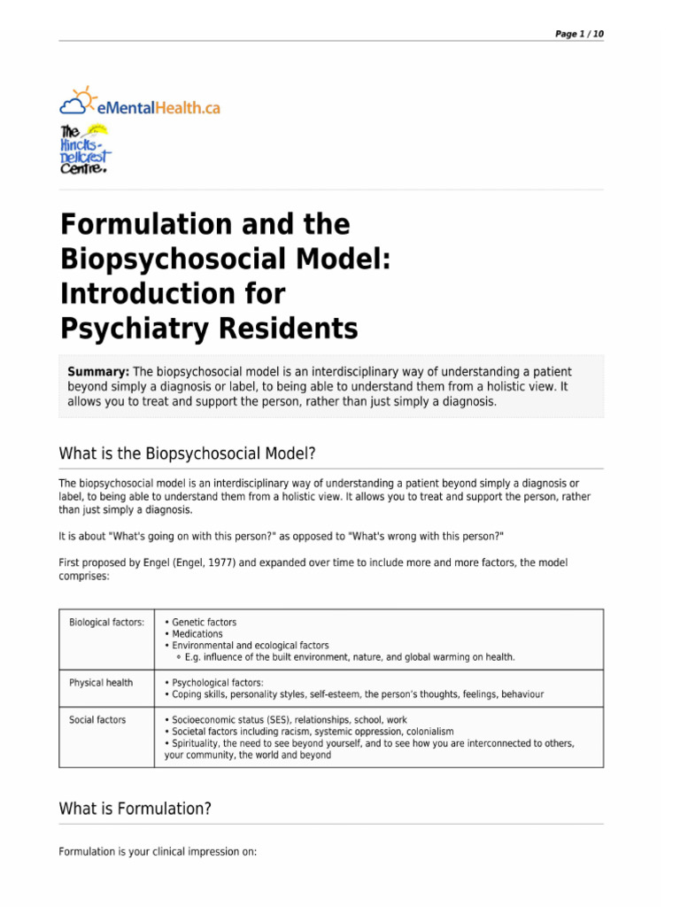 Formulation and the Biopsychosocial Model | PDF