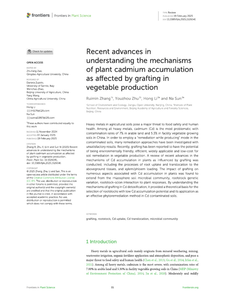 Adaptive Mechanism of Cadmium | PDF