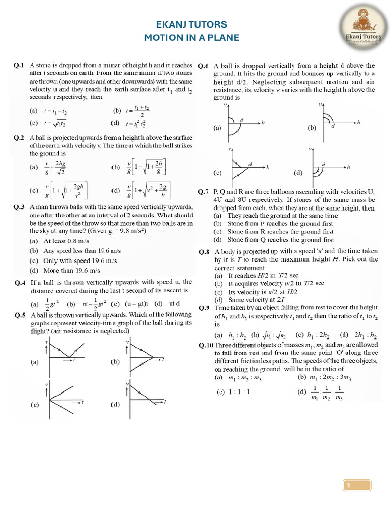 Motion in a Plane | PDF