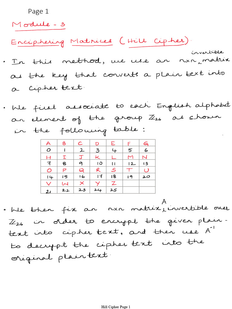 1 - Hill Cipher | PDF