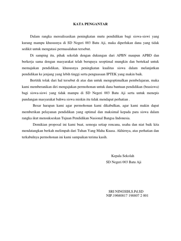 Kata Pengantar Beasiswa Miskin