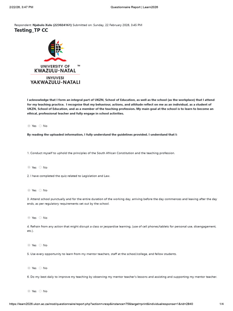 Questionnaire Report _ Learn2026 (1) | PDF | Teachers | Plagiarism