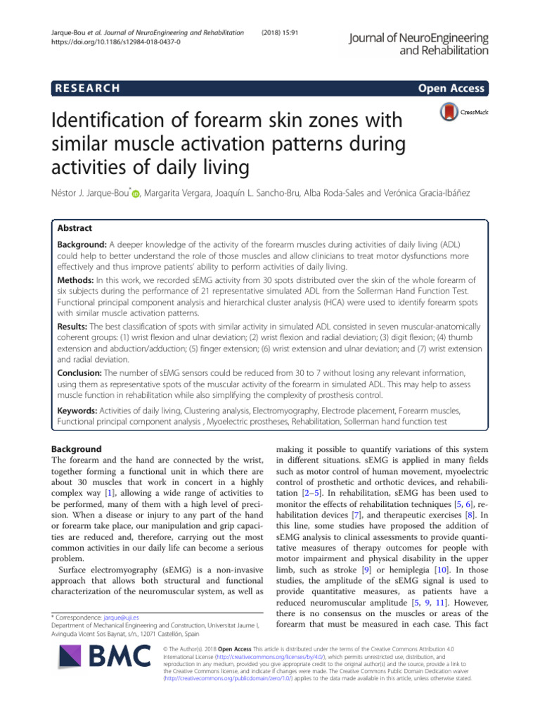 Identification of Forearm Skin Zones With Similar Muscle Activation ...
