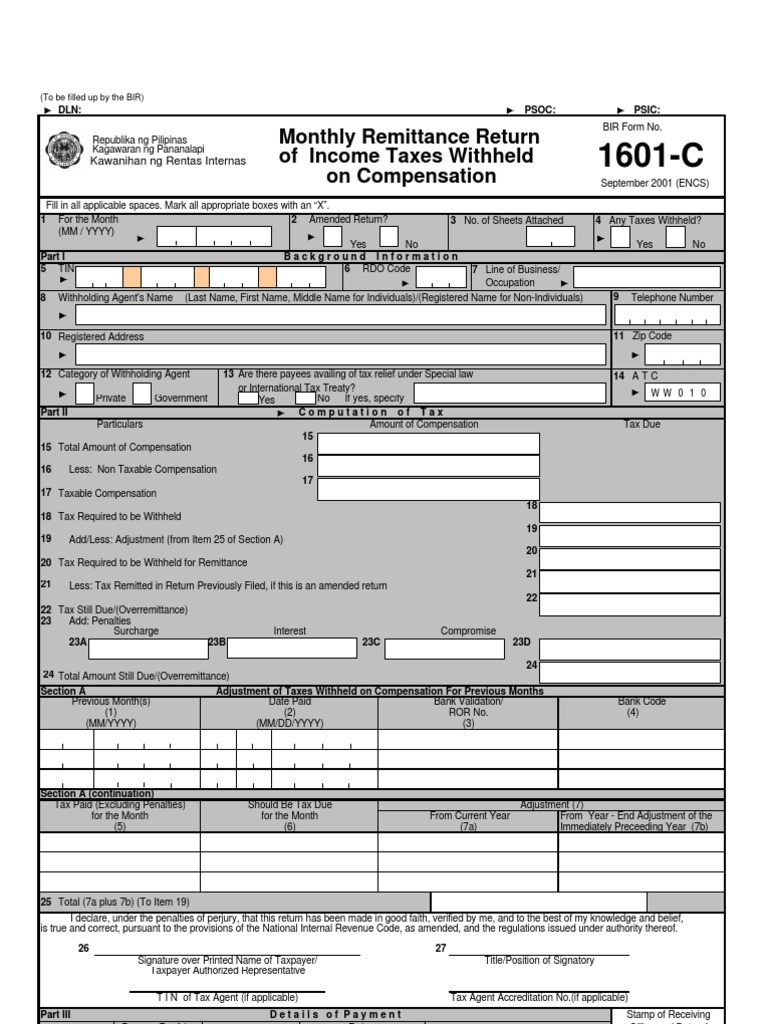 1601 C | Withholding Tax | Internal Revenue Service