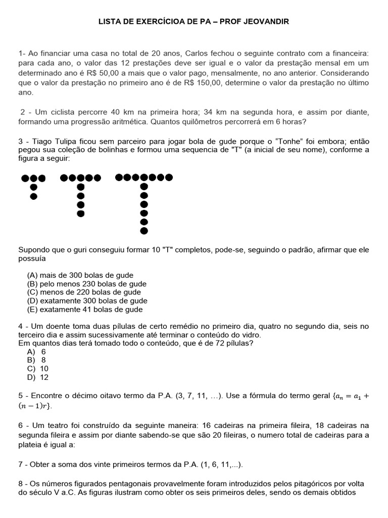Lista de Exercícios PA - ENEM | PDF