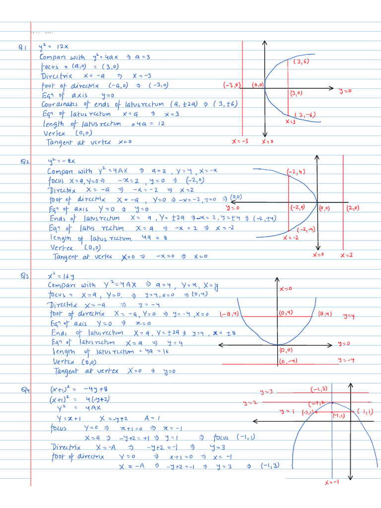 Parabola Assignment 1 Solutions | PDF
