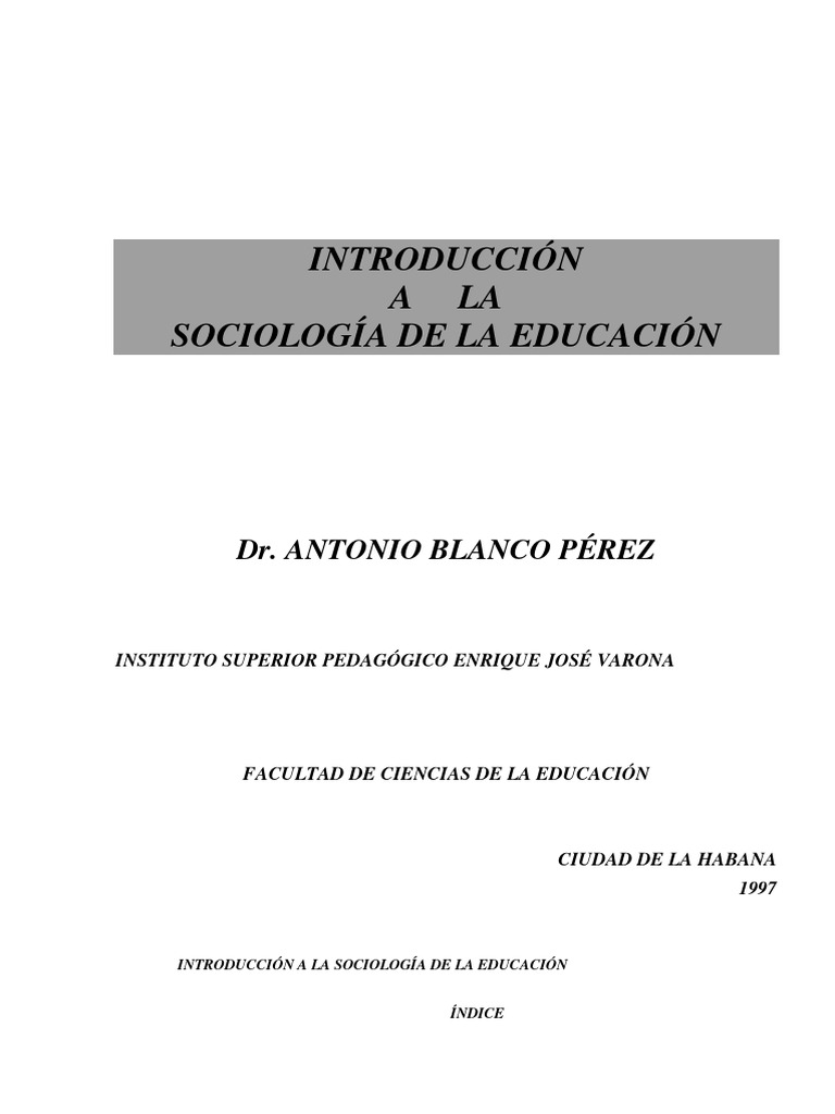 Introduccion a La Sociologia de La Educa | PDF | Sociología | Pedagogía