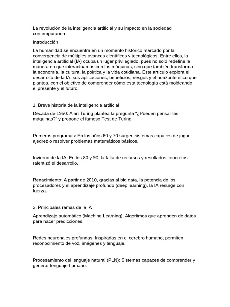 La Revolución de La Inteligencia Artificial y Su Impacto en La Sociedad ...
