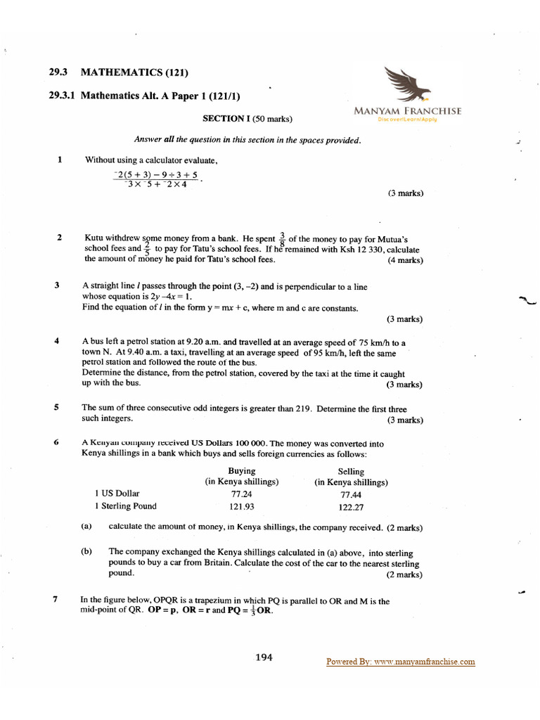 2010 Pp1-Mathematics Alta Pp1 Quiz- Atika School | PDF