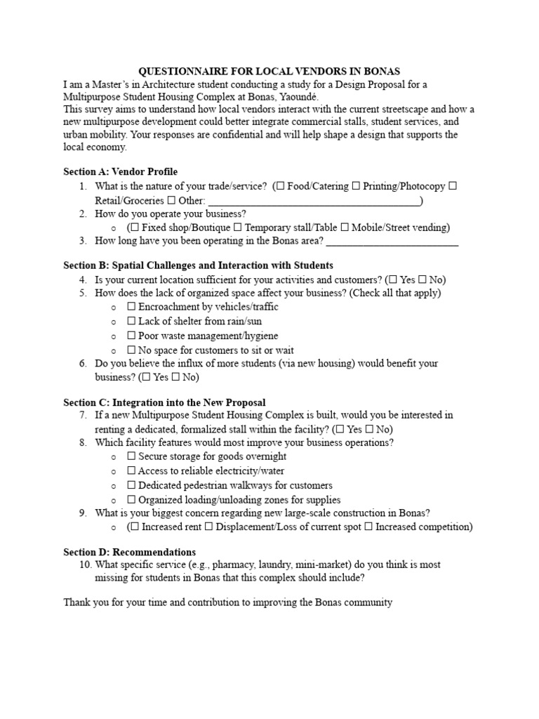 QUESTIONNAIRE FOR THESIS | PDF