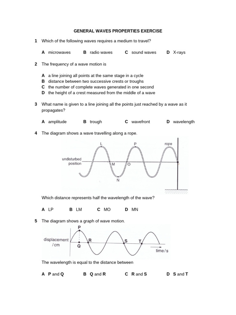 General Waves Properties Exercise | PDF | Waves | Wavelength