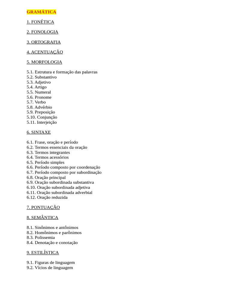 Assunto Detalhado Português | PDF