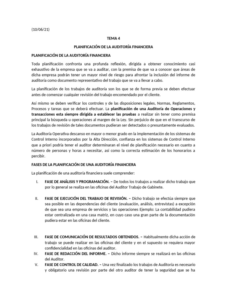 TEMA 4 | PDF | Auditoría | Contralor