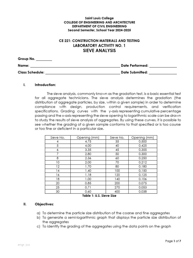 Laboratory for Sieve Analysis | PDF
