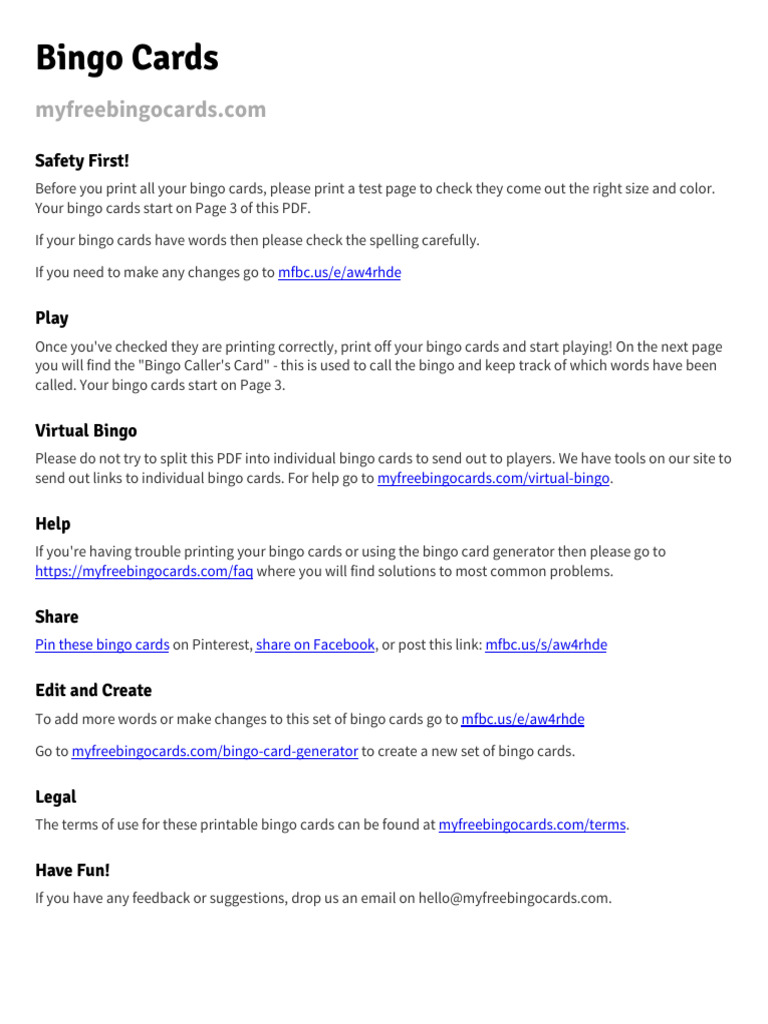 Bingo_Cards | PDF | Gambling Games