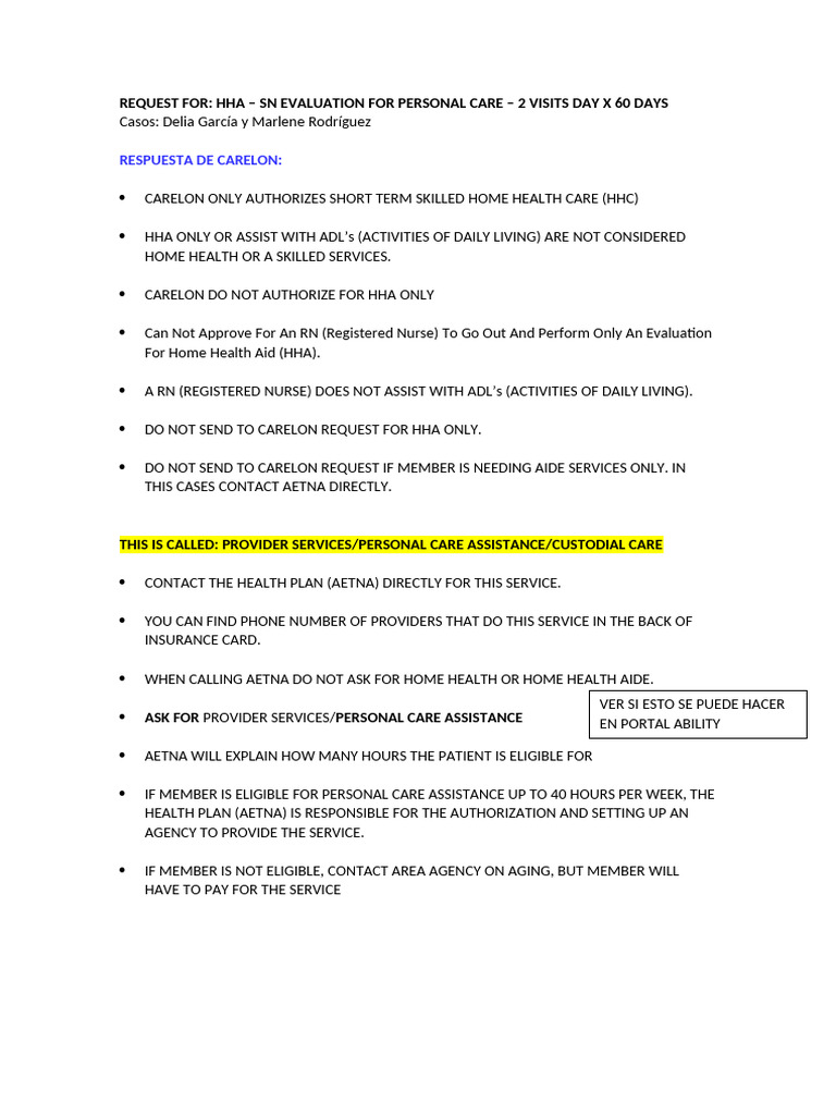 Carelon Explanation Hha | PDF