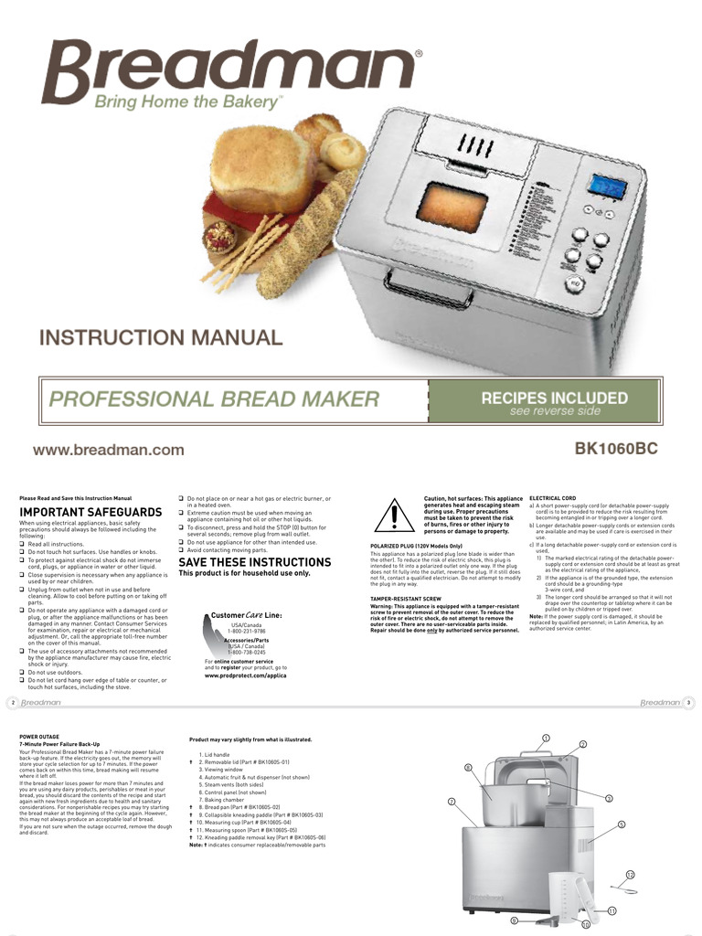 BK1060BC BREADMAN BREADMAKER | PDF | Breads | Flour