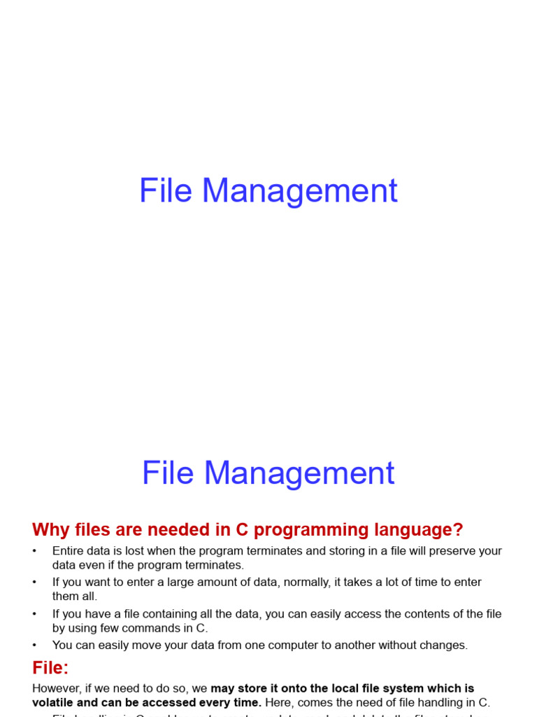 File Management - Unit 5 - PPS | PDF | Computer File | Pointer ...