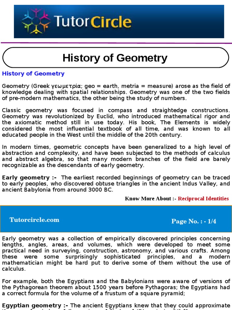 History of Geometry PDF Geometry Space