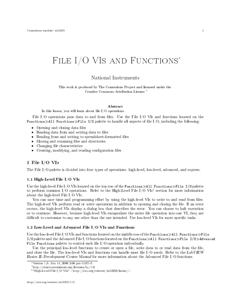 File I/O Operations in LabVIEW | PDF | Input/Output | Computer File