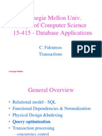 Carnegie Mellon Univ. Dept. of Computer Science 15-415 - Database Applications