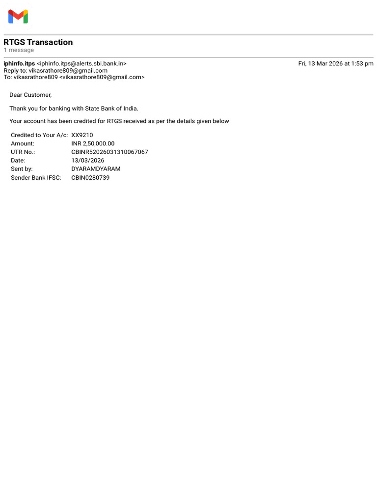 Gmail - RTGS Transaction | PDF