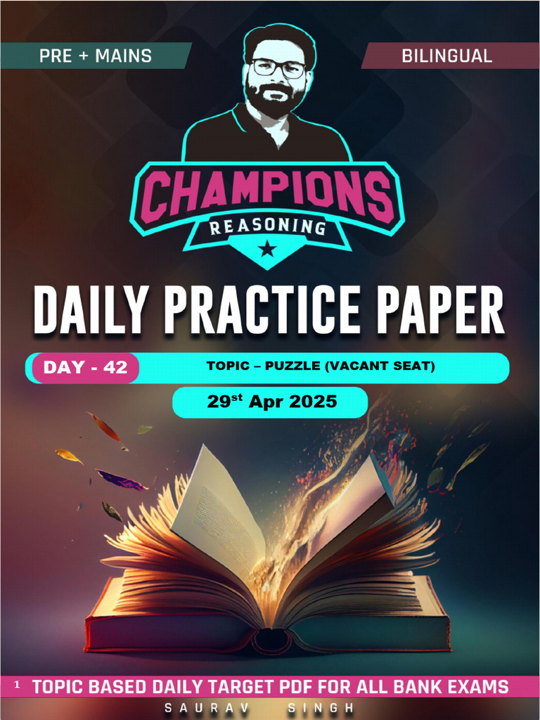 Daily Practice Paper 42 - Puzzle Vacant Seat | PDF | Chess Theory