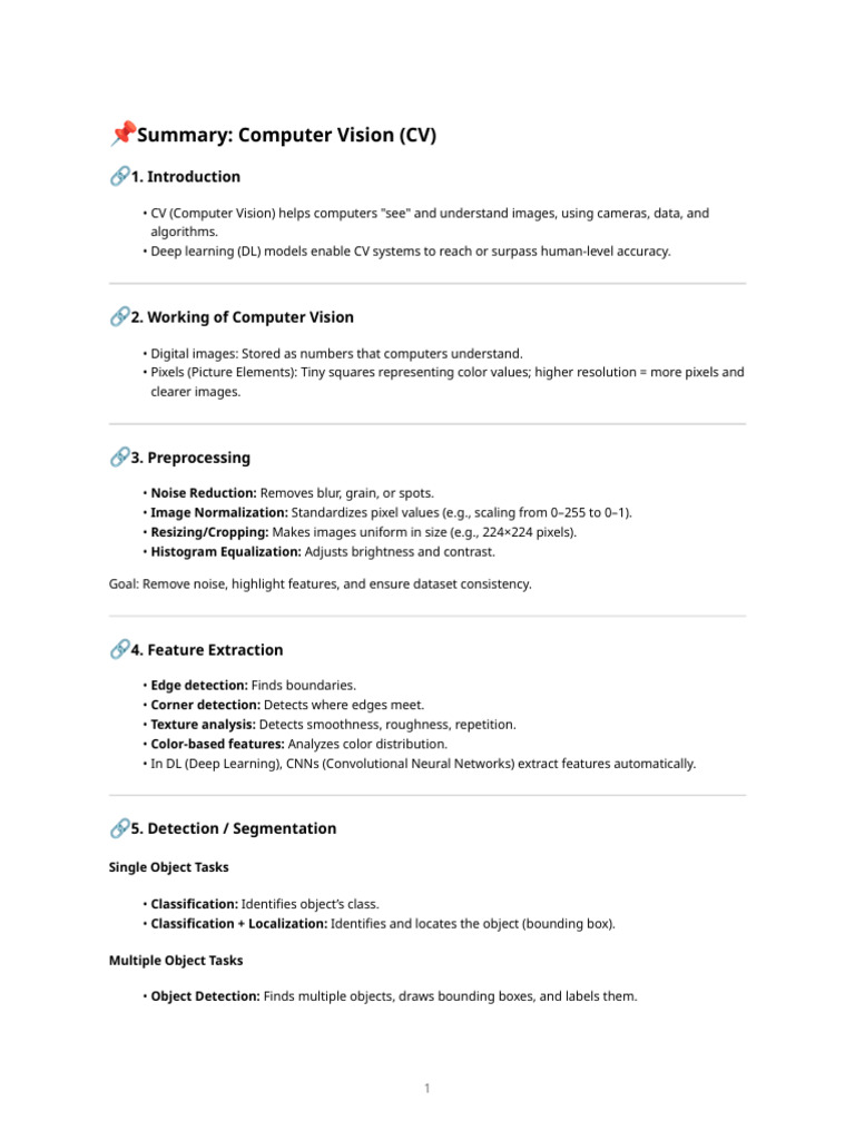 Computer Vision Summary (2) | PDF | Computer Vision | Image Segmentation